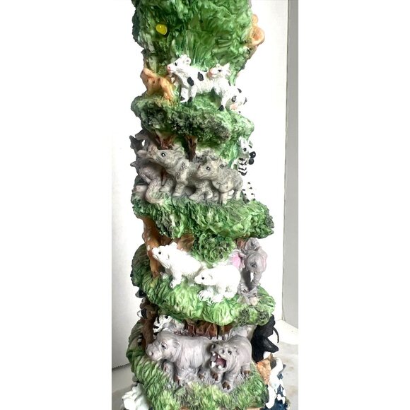 Noahs Ark Mountain Animal Figurine Tower Hand-Painted Resin 16" Tall Collectible - Picture 5 of 11